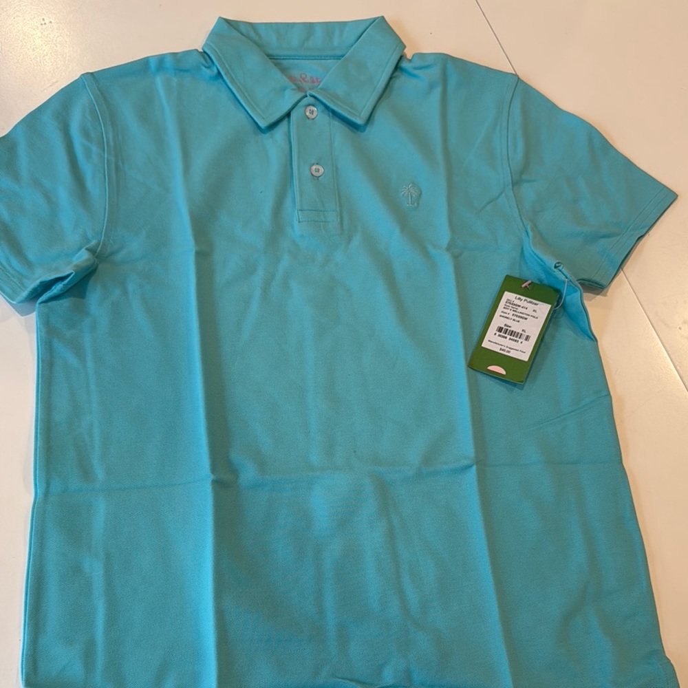 Lilly Pulitzer Blue Polo Shirt Classic Piqué Knit